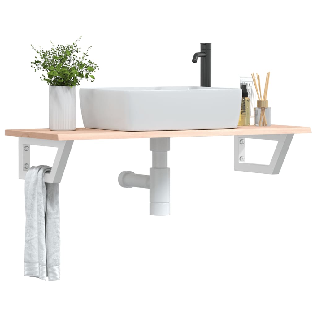Vidaxl badkamer wandschap staal en massief eikenhout