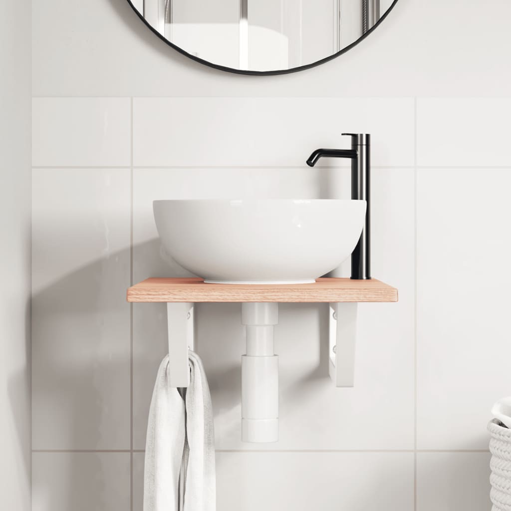 Vidaxl badkamer wandschap staal en massief eikenhout