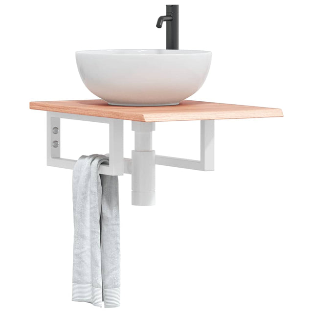 Vidaxl badkamer wandschap staal en massief eikenhout
