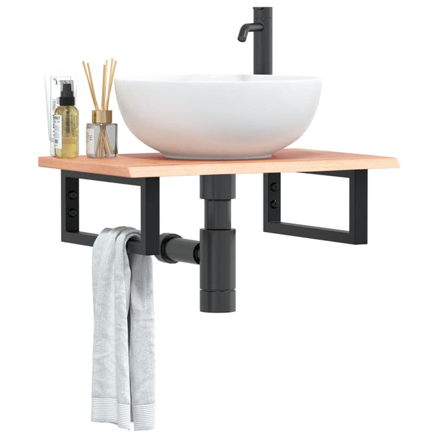 Vidaxl badkamer wandschap staal en massief eikenhout