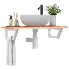 Vidaxl badkamer wandschap staal en massief eikenhout
