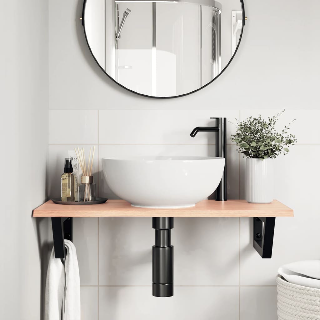 Vidaxl badkamer wandschap staal en massief eikenhout