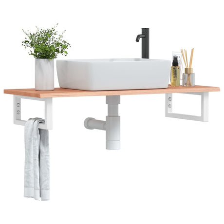 Vidaxl badkamer wandschap staal en massief eikenhout