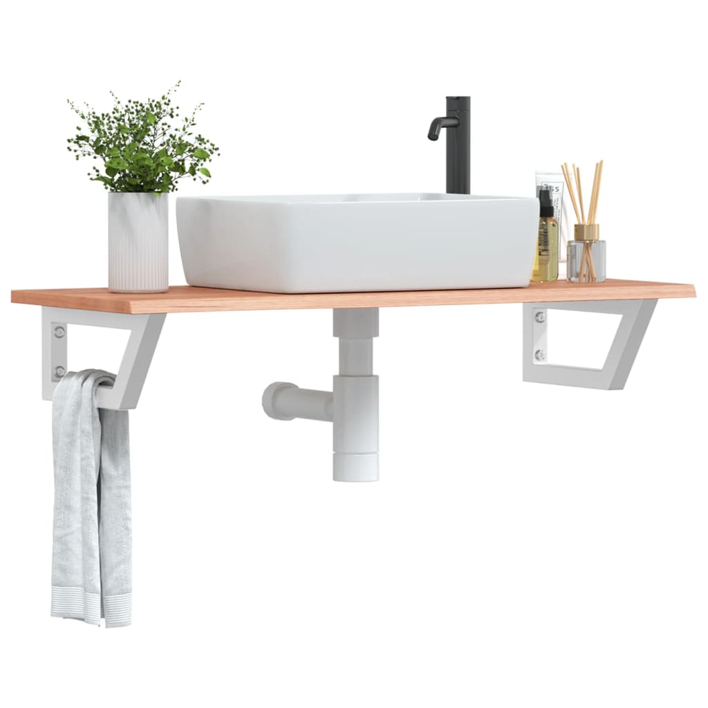 Vidaxl badkamer wandschap staal en massief eikenhout