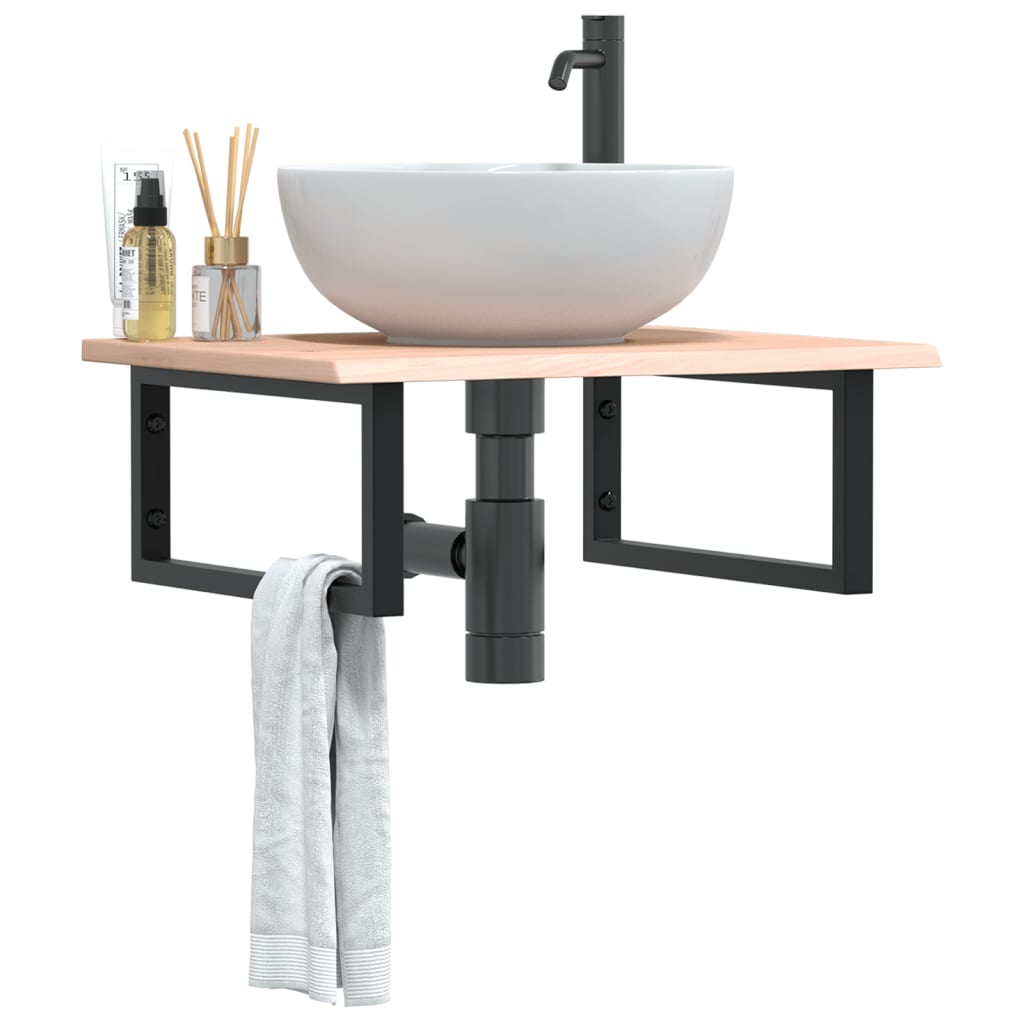 Vidaxl badkamer wandschap staal en massief eikenhout