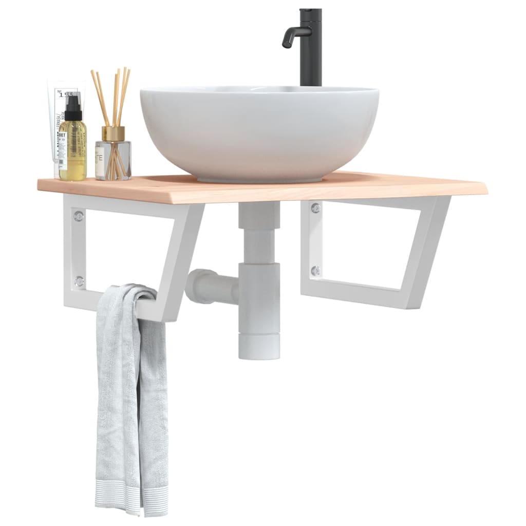 Vidaxl badkamer wandschap staal en massief eikenhout