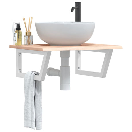 Vidaxl badkamer wandschap staal en massief eikenhout
