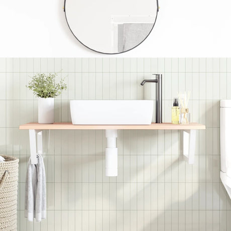 Vidaxl badkamer wandschap staal en massief eikenhout