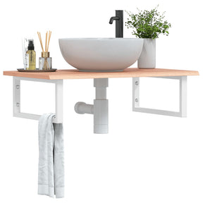 Vidaxl badkamer wandschap staal en massief eikenhout