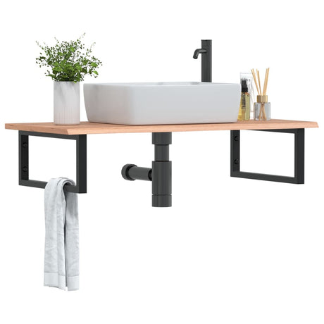 Vidaxl badkamer wandschap staal en massief eikenhout