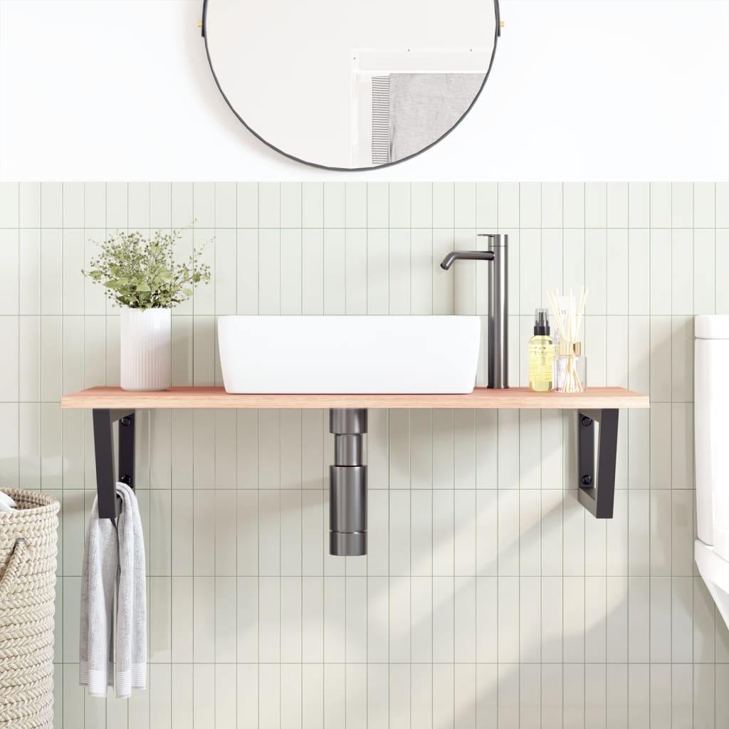 Vidaxl badkamer wandschap staal en massief eikenhout