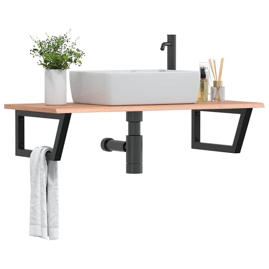 Vidaxl badkamer wandschap staal en massief eikenhout
