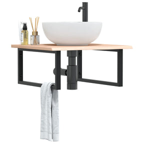 Vidaxl badkamer wandschap staal en massief eikenhout