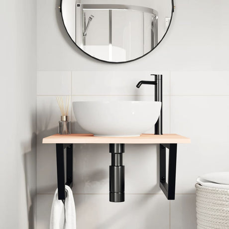 Vidaxl badkamer wandschap staal en massief eikenhout