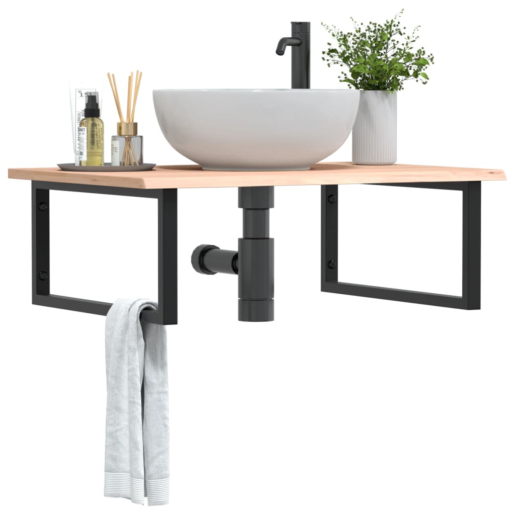 Vidaxl badkamer wandschap staal en massief eikenhout