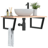 Vidaxl badkamer wandschap staal en massief eikenhout