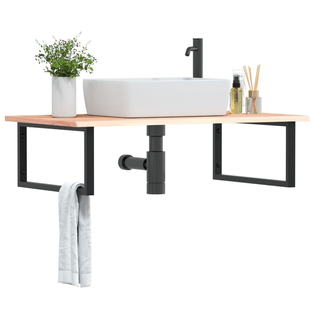 Vidaxl badkamer wandschap staal en massief eikenhout