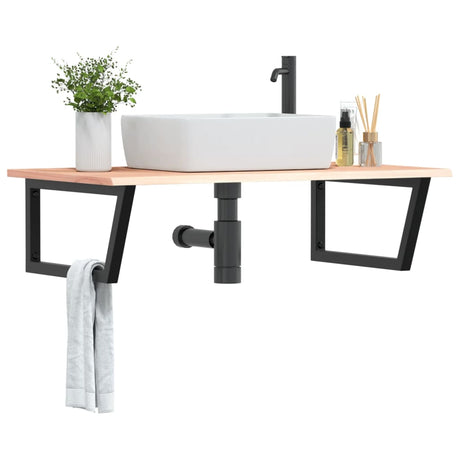 Vidaxl badkamer wandschap staal en massief eikenhout