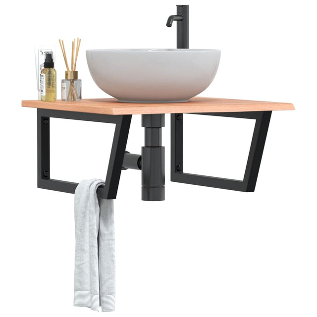Vidaxl badkamer wandschap staal en massief eikenhout