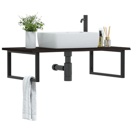 Vidaxl badkamer wandschap staal en massief eikenhout