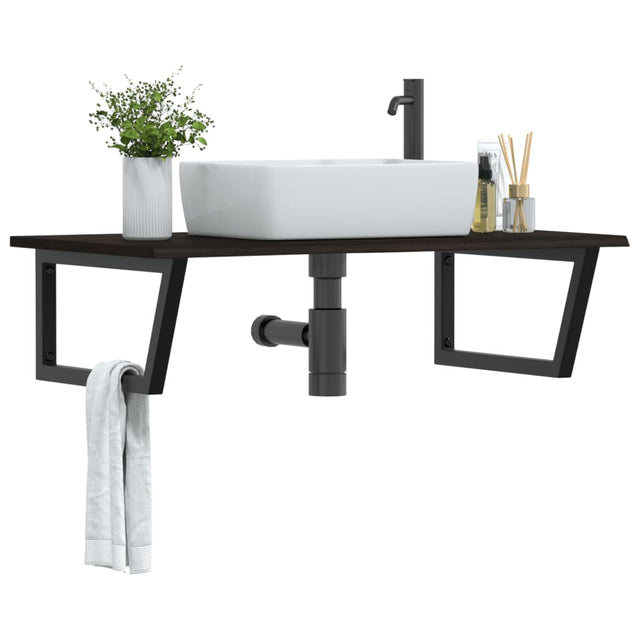 Vidaxl badkamer wandschap staal en massief eikenhout