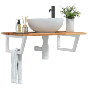 Vidaxl badkamer wandschap staal en massief acaciahout