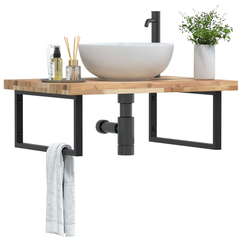 Vidaxl badkamer wandschap staal en massief acaciahout