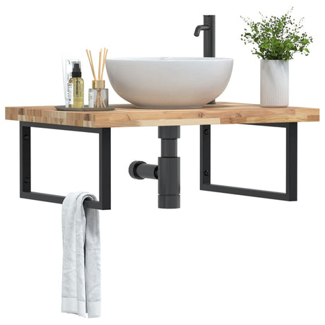 Vidaxl badkamer wandschap staal en massief acaciahout