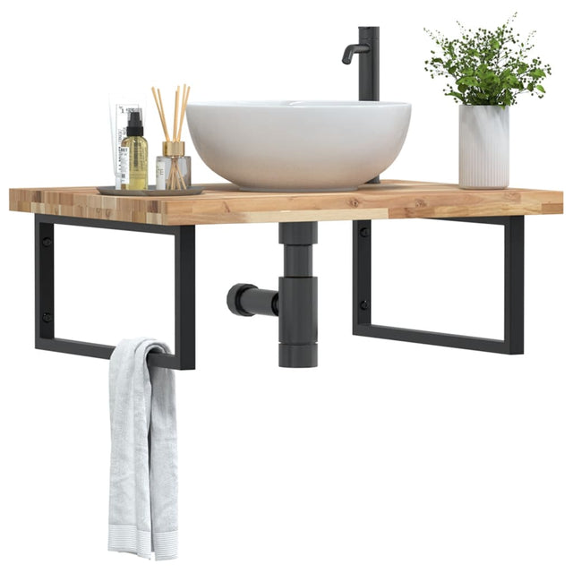 Vidaxl badkamer wandschap staal en massief acaciahout
