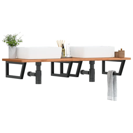 Vidaxl badkamer wandschap staal en massief beukenhout