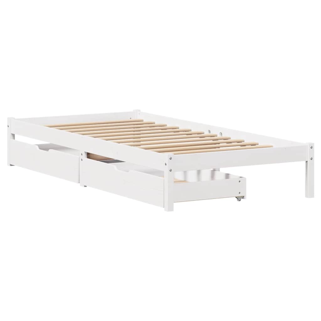 Vidaxl bedframe zonder matras massief grenenhout wit 90x200 cm