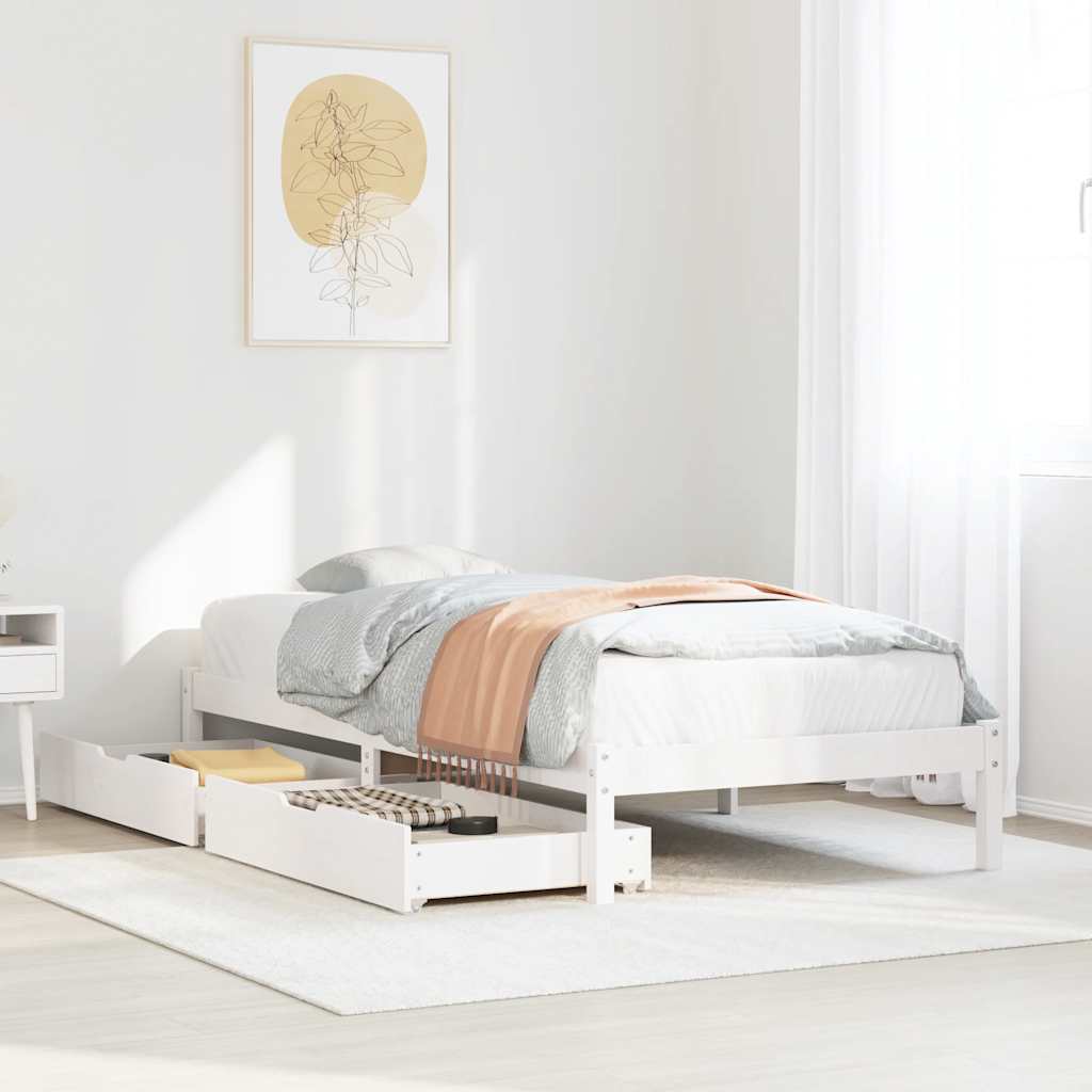 Vidaxl bedframe zonder matras massief grenenhout wit 90x200 cm
