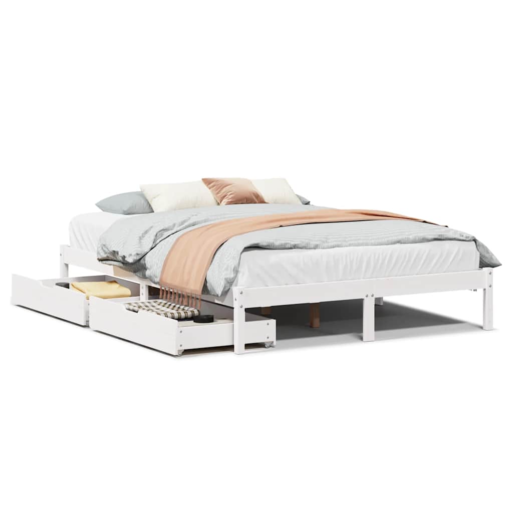 Vidaxl bedframe zonder matras massief grenenhout wit 140x200 cm