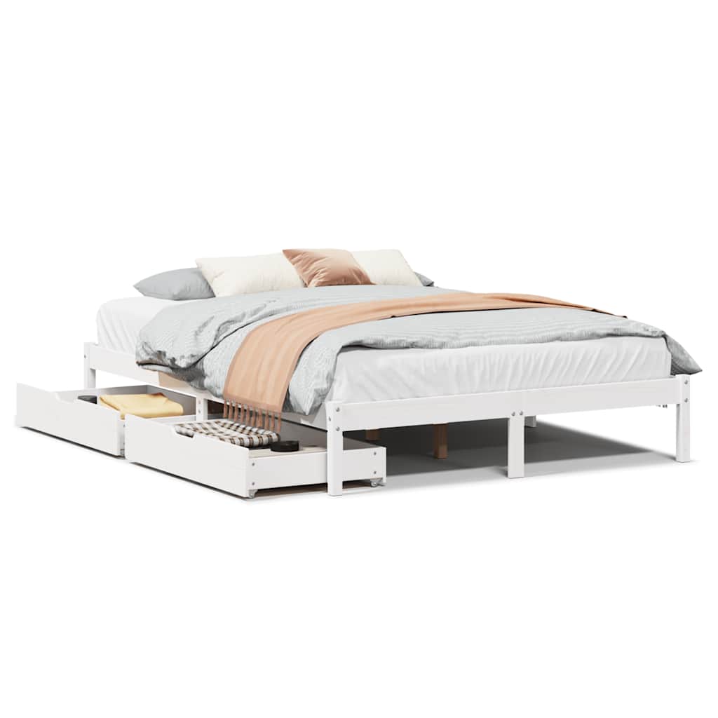 Vidaxl bedframe zonder matras massief grenenhout wit 150x200 cm