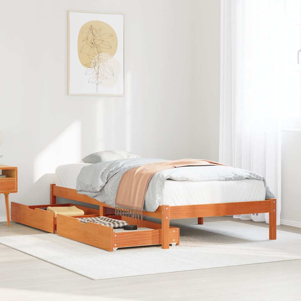 Vidaxl bedframe zonder matras massief grenenhout wasbruin 90x200 cm