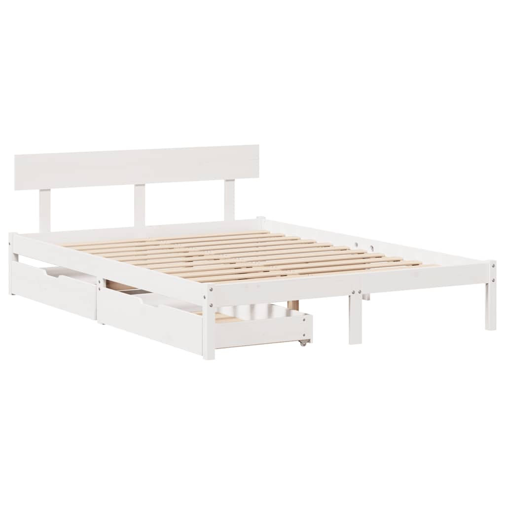 Vidaxl bedframe zonder matras massief grenenhout wit 120x190 cm