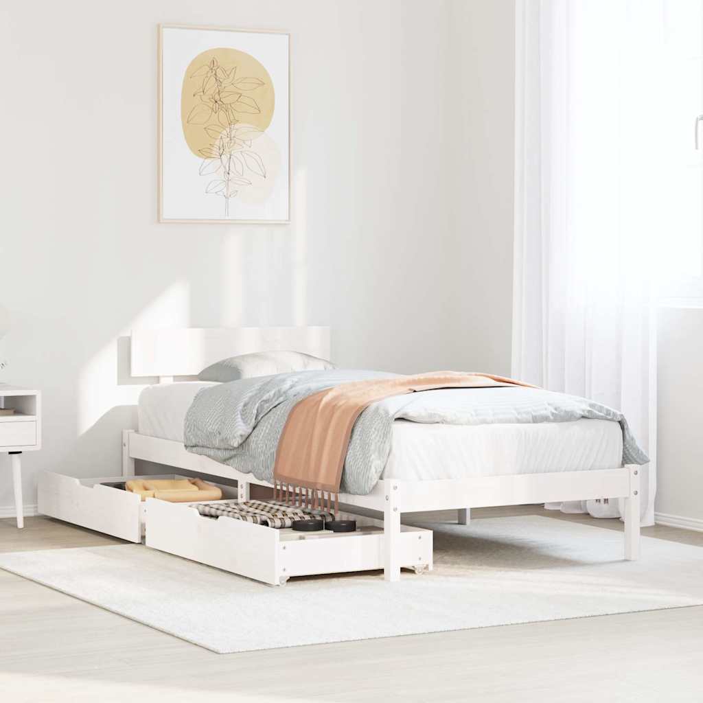 Vidaxl bedframe zonder matras massief grenenhout wit 90x200 cm
