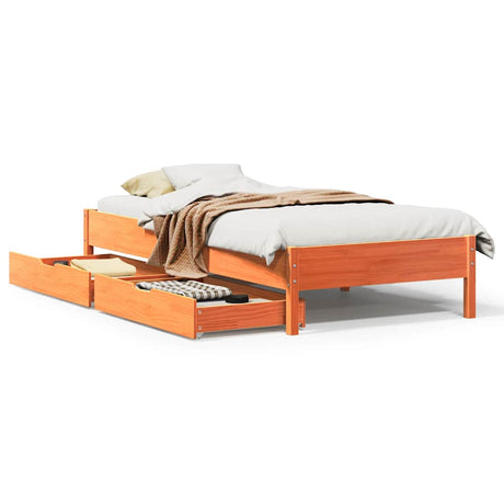 Vidaxl bedframe zonder matras massief grenenhout wasbruin 100x200 cm
