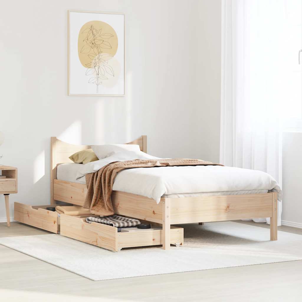Vidaxl bedframe met lades massief grenenhout 75x190 cm