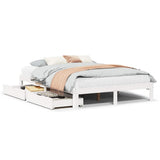 Vidaxl bedframe met lades massief grenenhout wit 140x190 cm