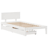 Vidaxl bedframe met lades massief grenenhout wit 100x200 cm