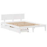 Vidaxl bedframe met lades massief grenenhout wit 150x200 cm