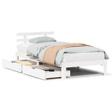 Vidaxl bedframe met lades massief grenenhout wit 90x190 cm