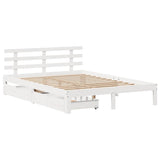 Vidaxl bedframe met lades massief grenenhout wit 135x190 cm