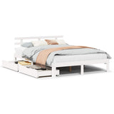 Vidaxl bedframe met lades massief grenenhout wit 120x200 cm
