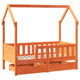 Vidaxl kinderbedframe met lades 70x140 cm massief grenenhout