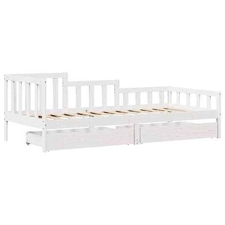 Vidaxl slaapbank met lades 90x200 cm massief grenenhout wit