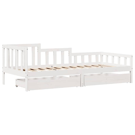 Vidaxl slaapbank met lades 90x200 cm massief grenenhout wit