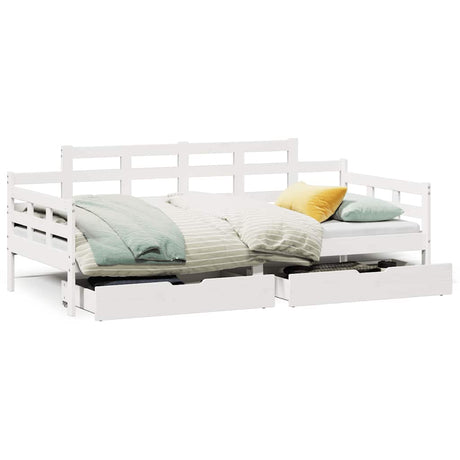 Vidaxl slaapbank met lades 80x200 cm massief grenenhout wit