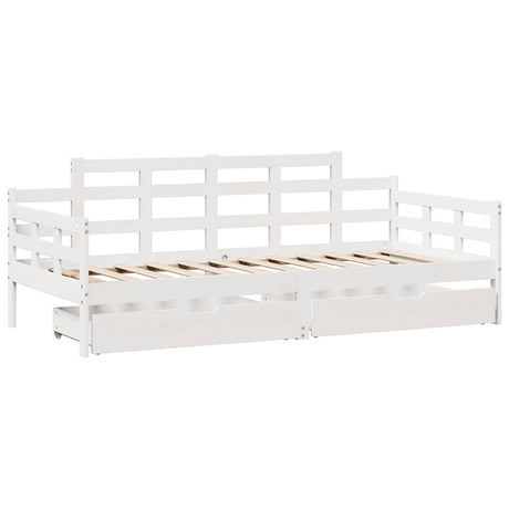 Vidaxl slaapbank met lades 80x200 cm massief grenenhout wit